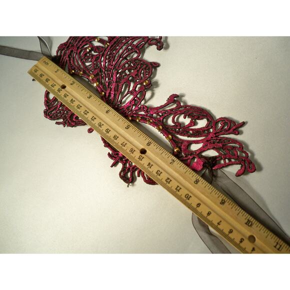 pink fuschia lace mask, bridal prom masquerade costume Halloween venetian mask - Picture 4 of 6